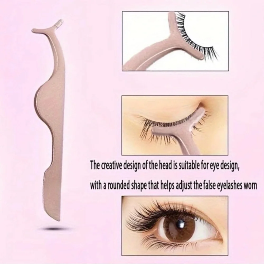 💞 New Rose Gold Stainless Steel False Eyelashes Tweezers Applicator Tool